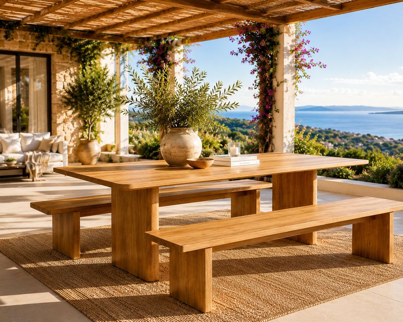 Mesa de exterior con bancos 023