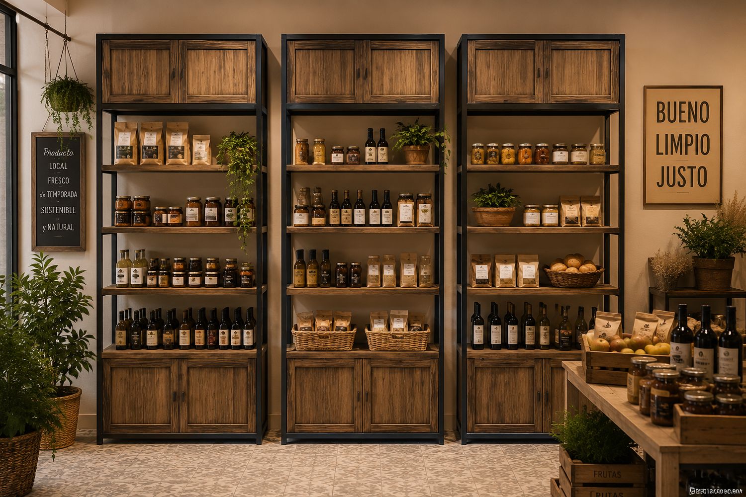 Estantería de madera y hierro 003