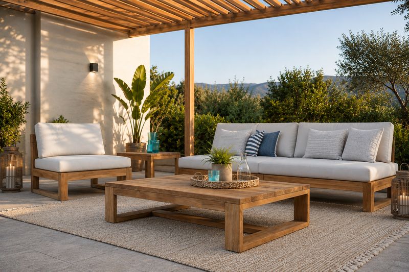 Sofa esquinero de madera para exterior 029