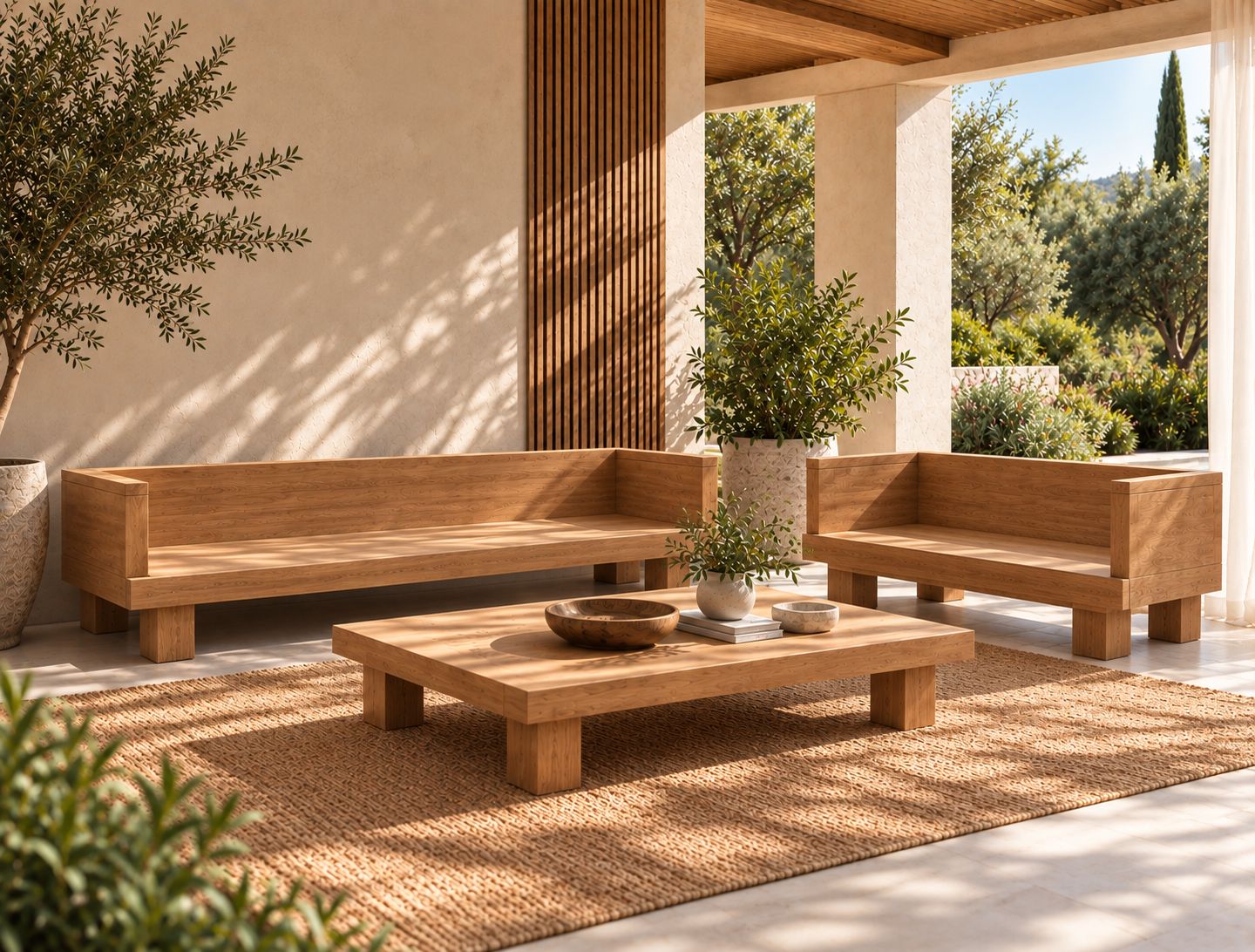 Sofa esquinero de madera para exterior 031 Sofa esquinero de madera para exterior 031