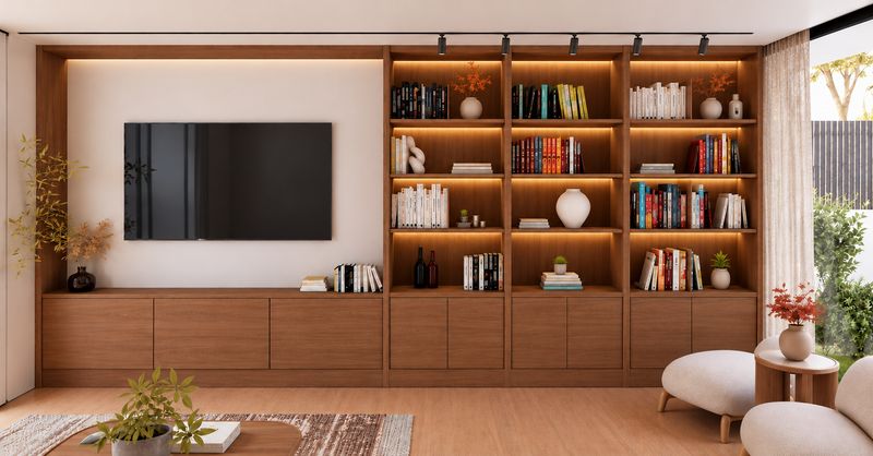 Mueble para televisión con estantería 036