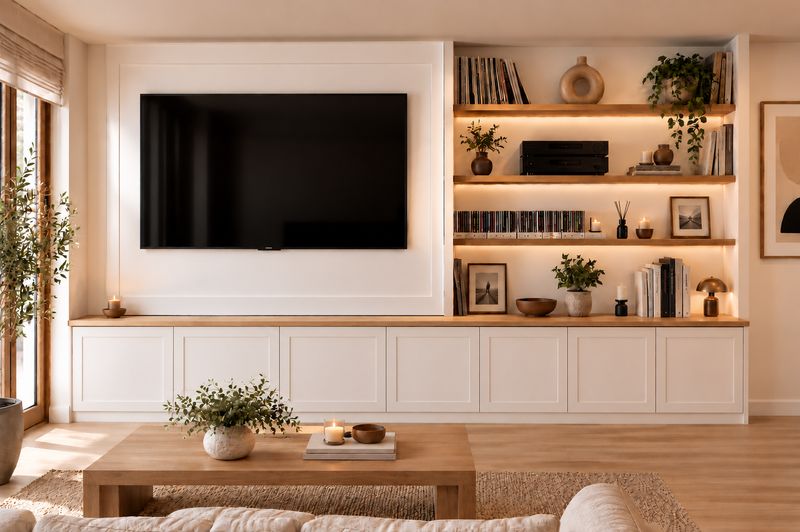 Mueble para televisión con estantería 038