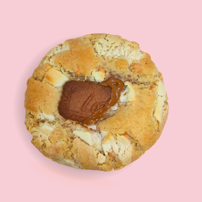 White Choc-Chip Biscoff Stuffed Cookie