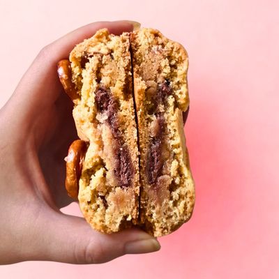 Caramel Pretzel Stuffed Cookie