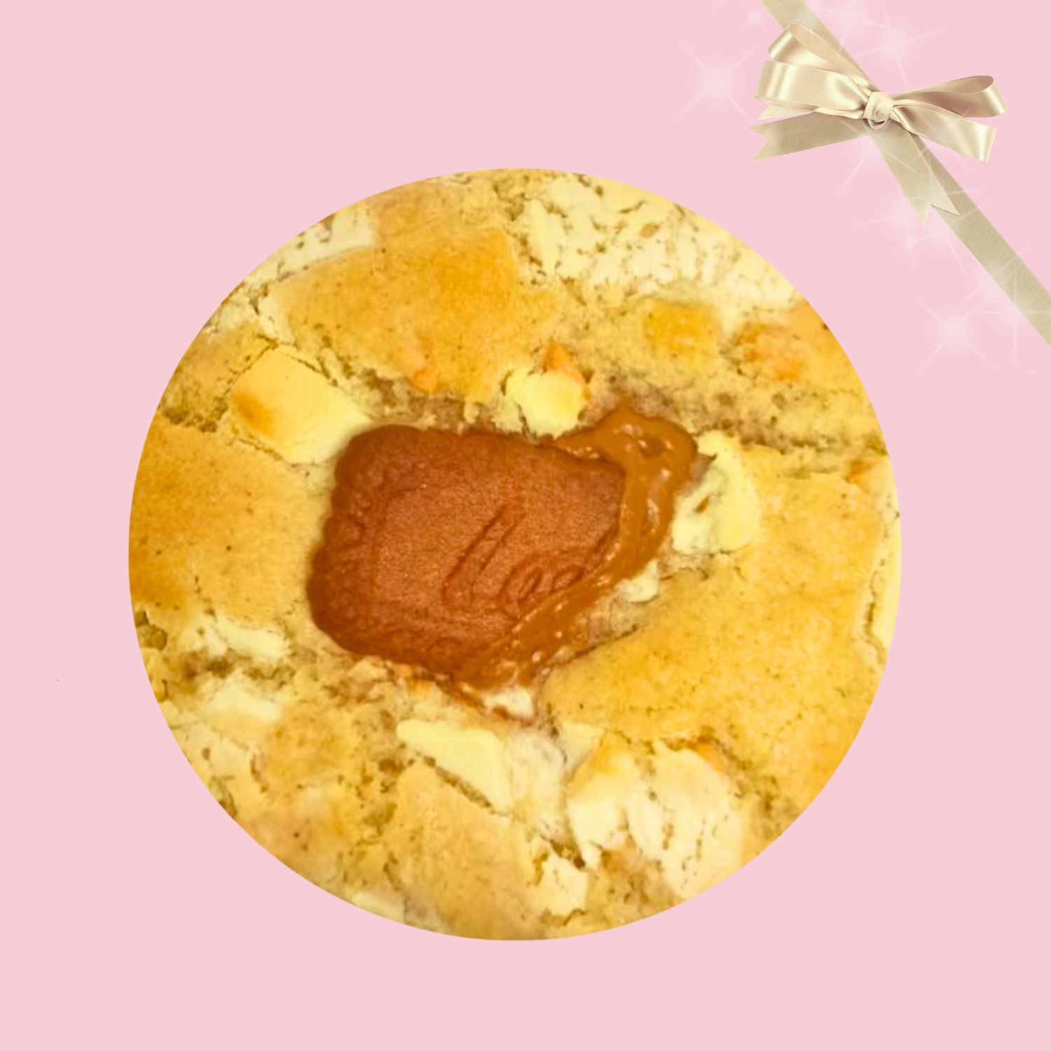 White Choc-Chip Biscoff Stuffed Cookie