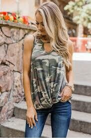 Camo Print Twist Tank Top