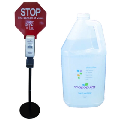 SOAPOPULAR AUTOMATIC DISPENSER WITH STAND MOUNT/DRIP TRAY, 4L REFILL