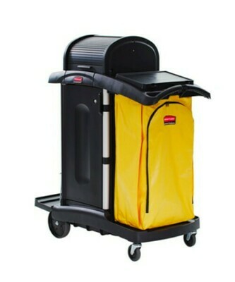 JANITORIAL CLEANING CART HIGH security with doors and hood