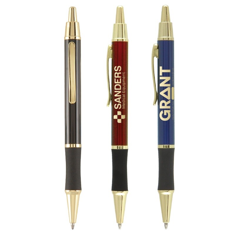 MATRIX GRIP PEN W/ GOLD TOP & ACCENTS - LASERMAX - METAL PEN