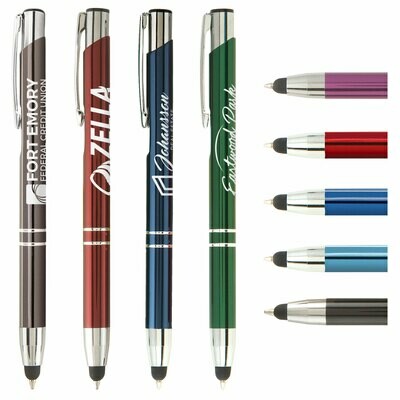 Solana Softy Metallic Pen With Stylus - Full Color with your logo