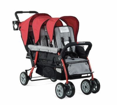 Triple Sport 3-Seat Tandem Stroller with Canopy, 5-Point Harness, Foot-Brake