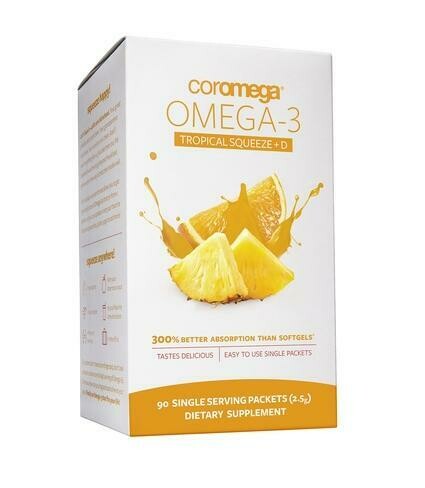 Coromega Omega-3 Fish Oil Tropical Squeeze+D 90 Packet