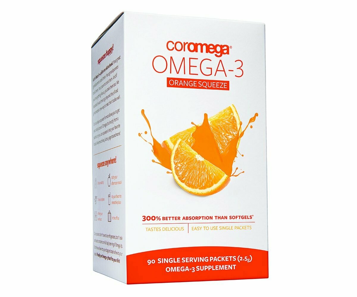 Coromega Omega-3 Fish Oil Orange Squeeze 90 Packet