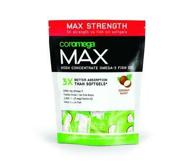 Coromega Max Coconut Bliss Omega-3 Fish Oil 60 Packet