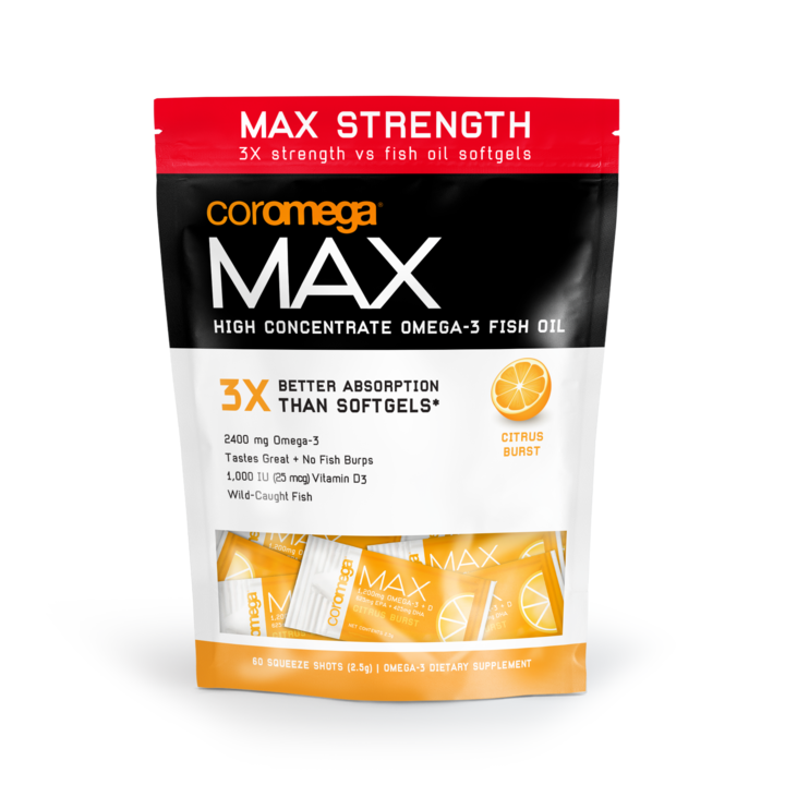 Coromega MAX Omega-3 Fish Oil Citrus Burst Squeeze 60 Packet