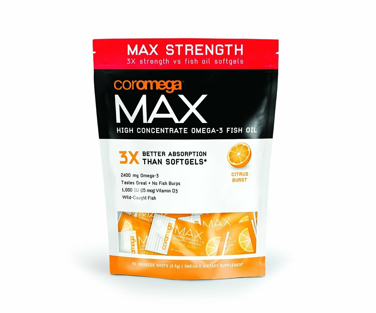 Coromega MAX Omega-3 Fish Oil Citrus Burst Squeeze 30 Packet