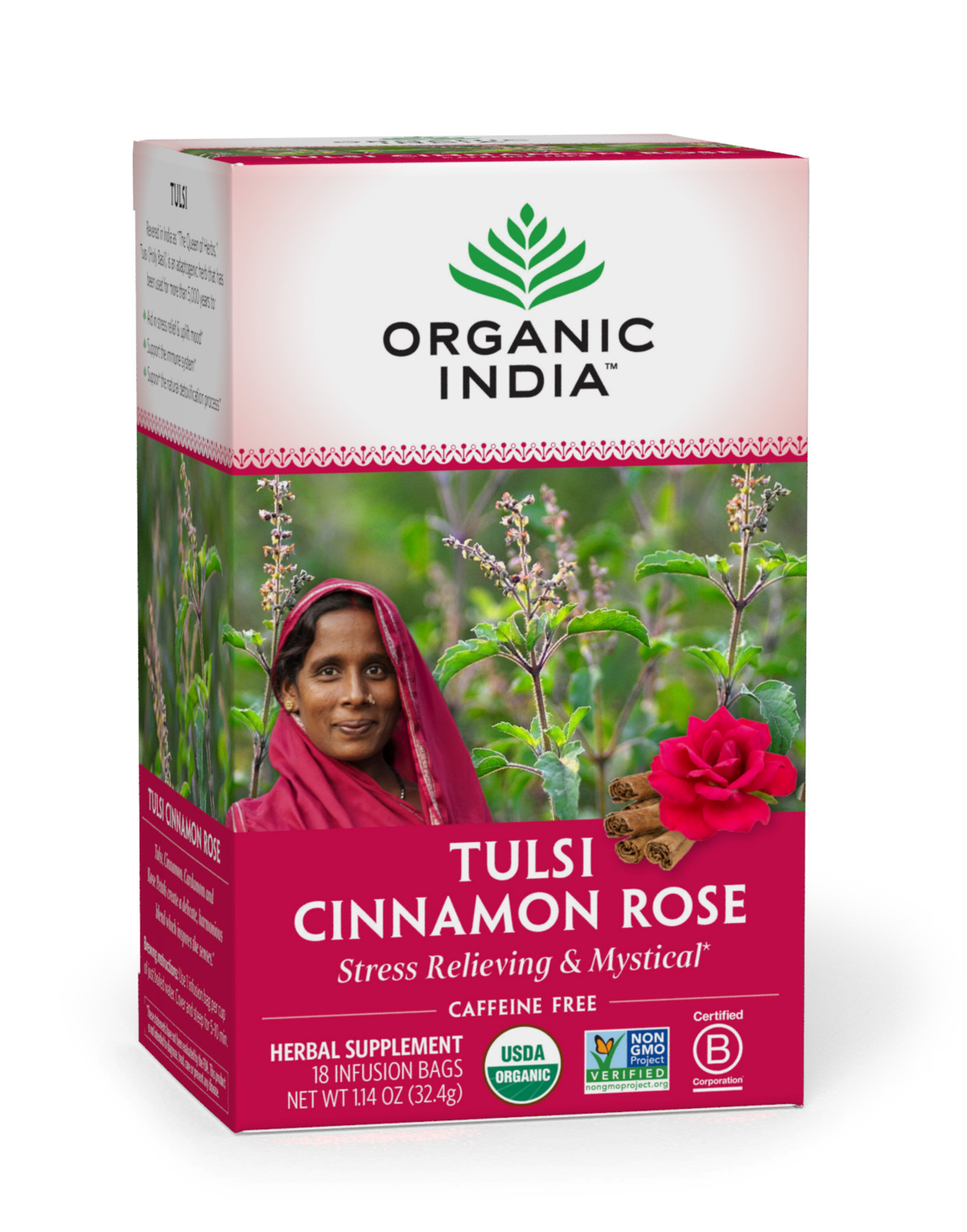 Organic India Tea Tulsi Cinnamon Rose 18ct