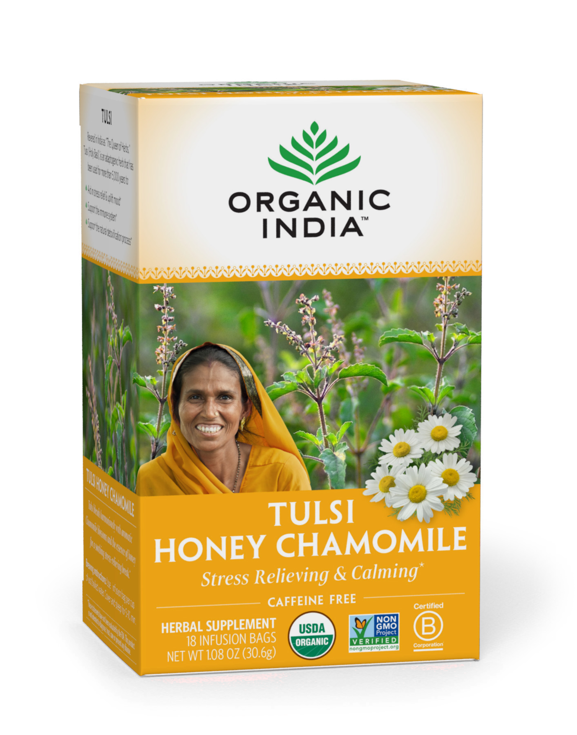 Organic India Tea Tulsi Honey Chamomile 18ct
