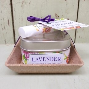 Green Daffodil Lavender Candle And Lip Balm Dish Kit
