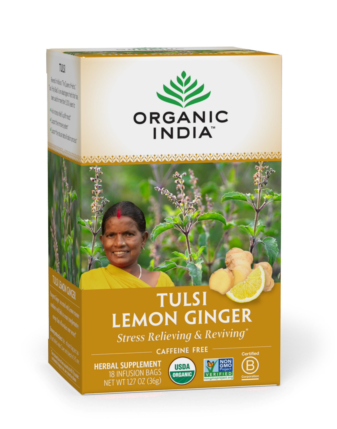Organic India Tea Tulsi Lemon Ginger 18ct