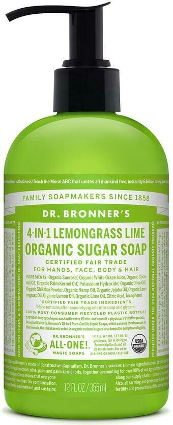 Dr. Bronner&#39;s Sugar Soap 4-in-1 Lemongrass Lime 12oz
