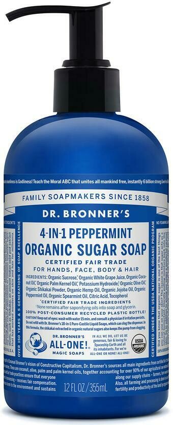 Dr. Bronner&#39;s Sugar Soap 4-in-1 Peppermint 12oz