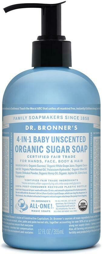 Dr. Bronner&#39;s Sugar Soap 4-in-1 Baby Unscented 12oz