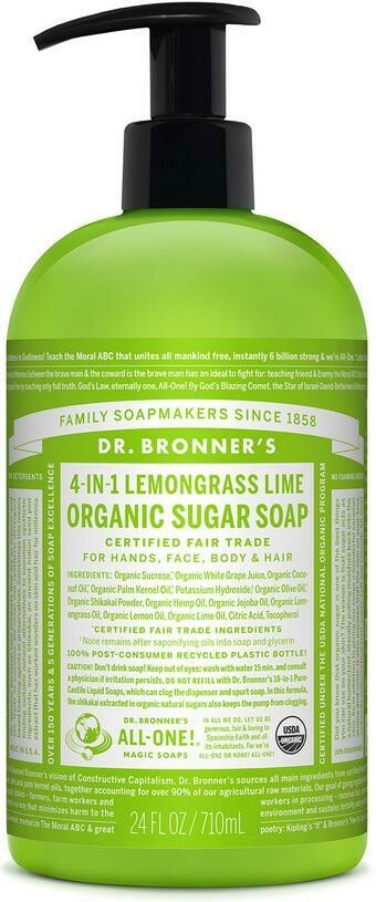 Dr. Bronner&#39;s Sugar Soap 4-in-1 Lemongrass Lime 24oz