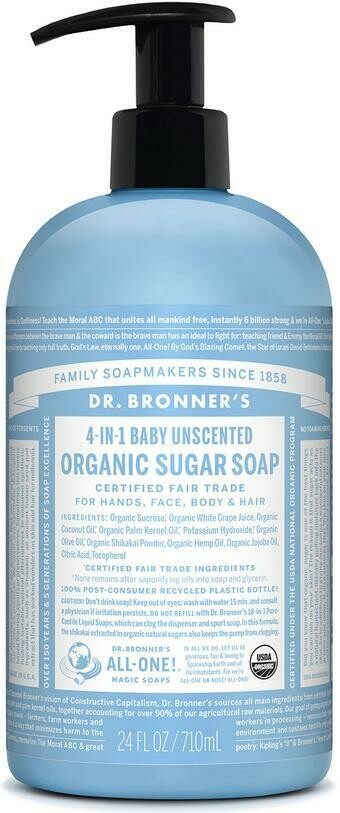 Dr. Bronner&#39;s Sugar Soap 4-in-1 Baby Unscented 24oz