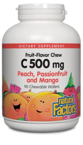 Natural Factors Vitamin C 500mg Peach, Passion fruit, and Mango Chw Tab 90
