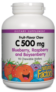 Natural Factors Vit C 500mg Blueberry, Raspberry, And Boysenberry Chew Tab 90