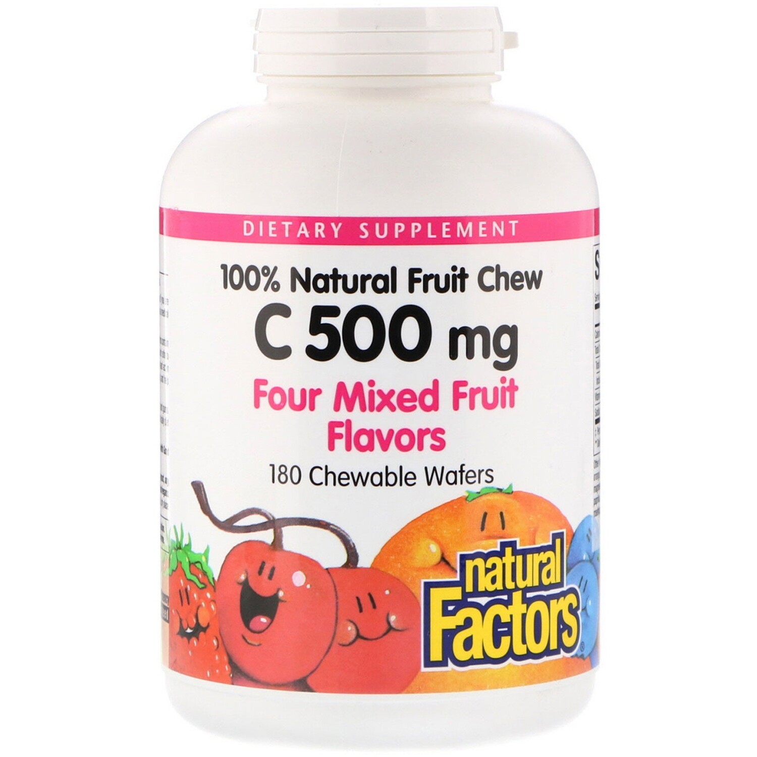 Natural Factors Vitamin C 500mg Four Mixed Fruits Chw Tab 180