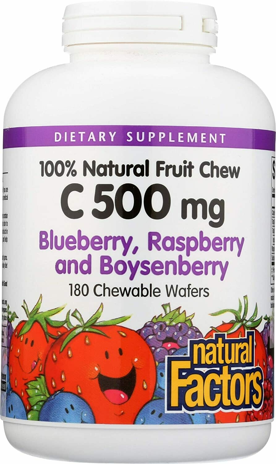 Natural Factors Vit C 500mg Blueberry, Raspberry, And Boysenberry Chew 180 Tab