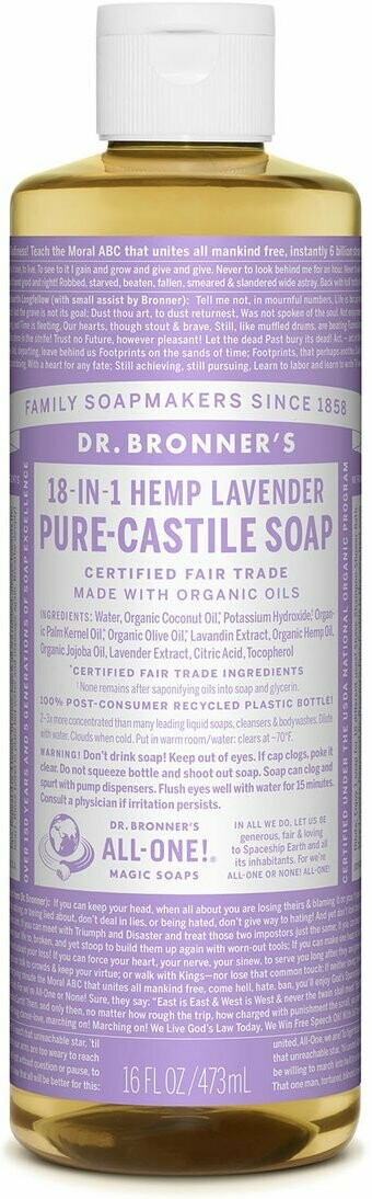 Dr. Bronner&#39;s Liquid Castile Soap 18-in-1 Hemp Lavender 16oz