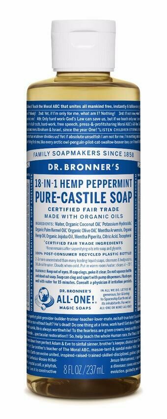 Dr. Bronner&#39;s Liquid Castile Soap 18-in-1 Hemp Peppermint 8oz