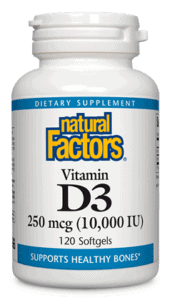 Natural Factors Vitamin D3 250 Mcg 10,000 IU 120 Softgels