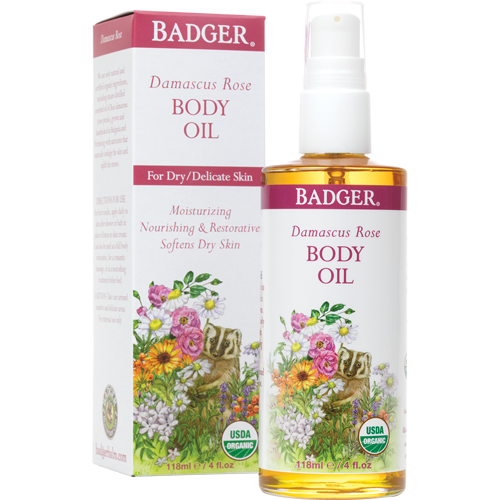 Badger Damascus Rose Body Oil 4oz
