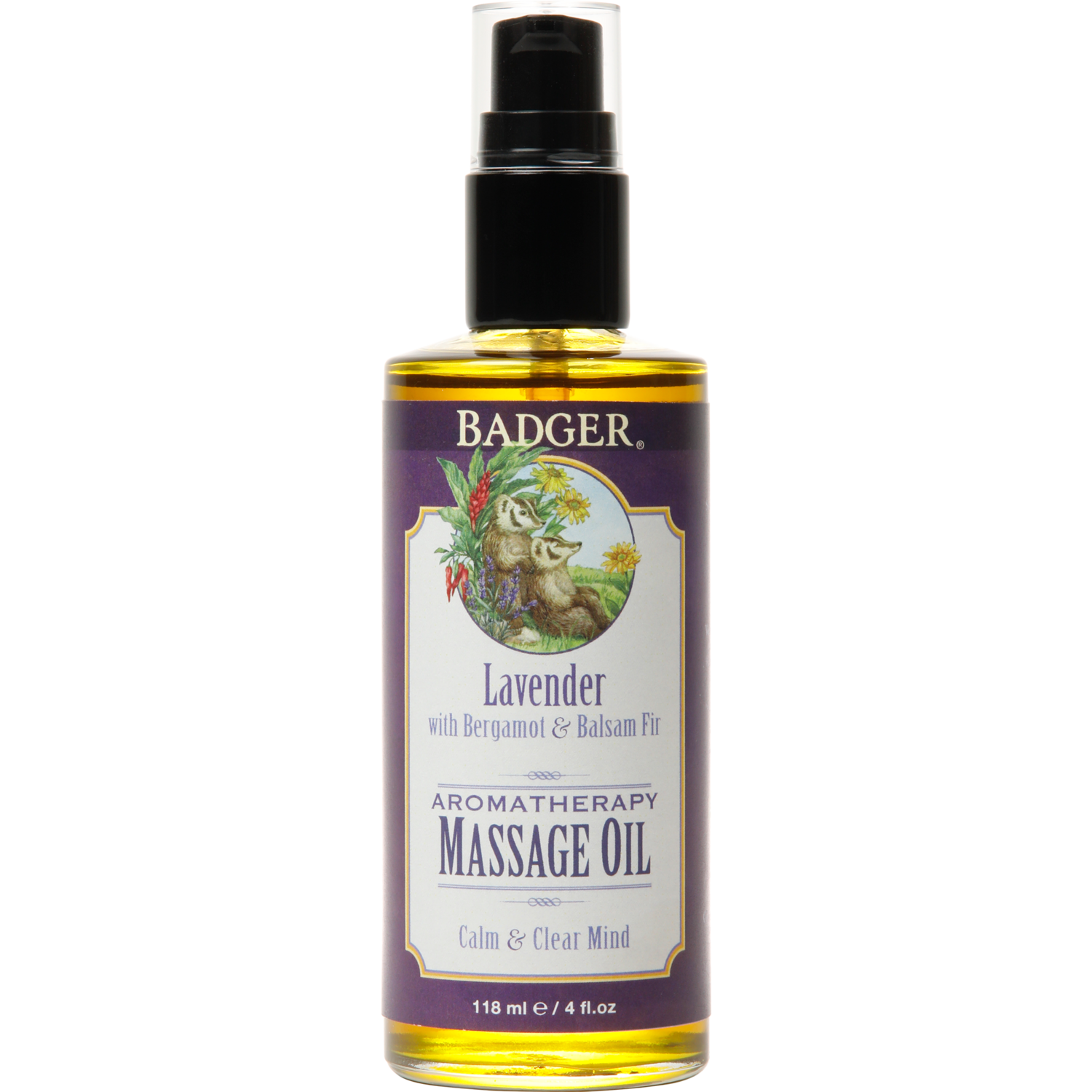Badger Massage Oil Lavender 4oz