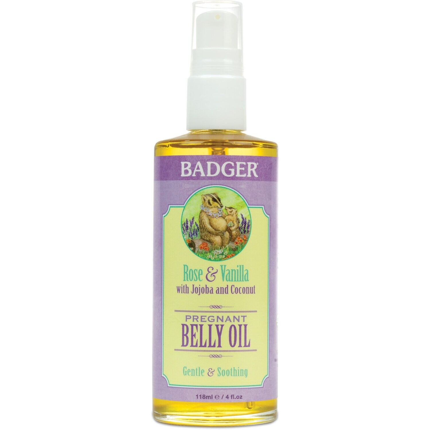 Badger Pregnant Belly Oil Rose Vanilla 4oz