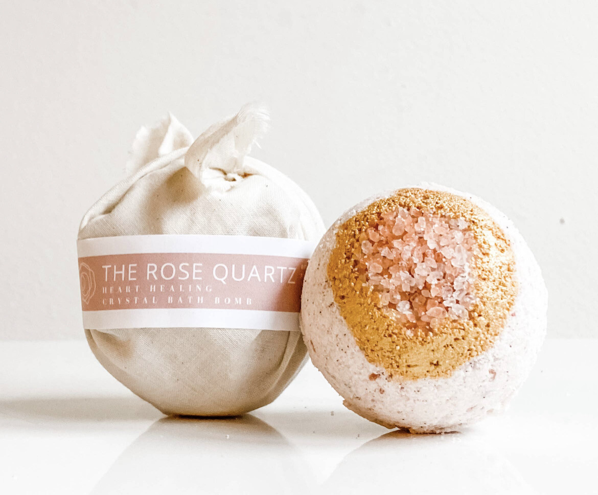 Hidden Forest Naturals Rose Quartz Geode Abundant Love Bath Crystal Bomb