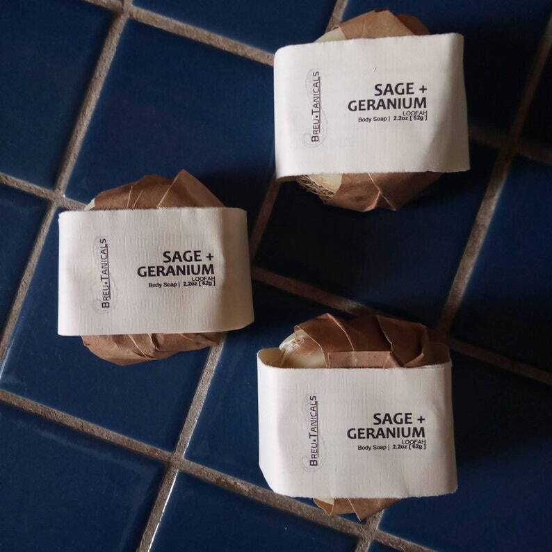 Breutanicals Sage Geranium Loofah Bar Soap