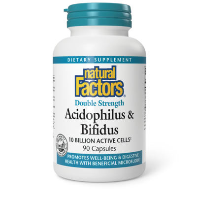 Natural Factors Double Strength Acidophilus &amp; Bifidus 10Bill 90 Cap