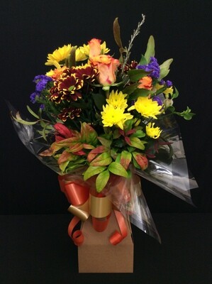 Presentation Bouquet Mixed Flowers Small - Autumn Colors