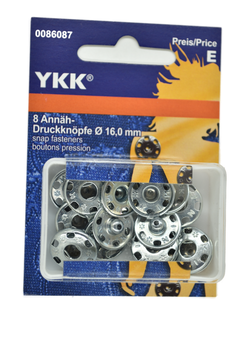 8 Annäh Druckknöpfe 16 mm silbern YKK .