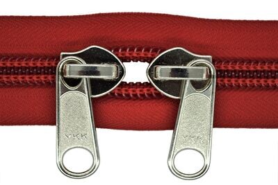 Reißverschluss O-Form n.t. freilaufender Schieber  10 mm Spirale 1 GP Farbcode 519 Rot.
