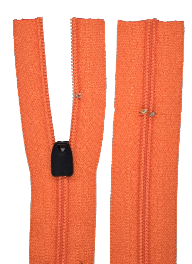Bettwäschereißverschluss von GIM nicht teilbar mit schwarzem freilaufendem Wäscheschieber  in Orange 523.