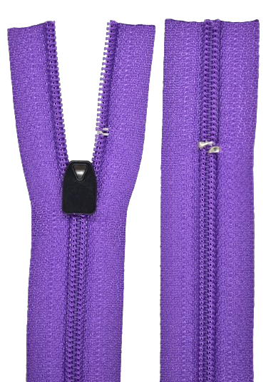 Bettwäschereißverschluss von GIM nicht teilbar mit schwarzem freilaufendem Wäscheschieber  in Violett 4786.