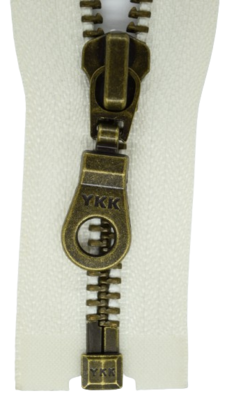 YKK Farbcode 841 rohweiß bis 100 cm Einwege 5mm Metall brüniert automatik Pendelgriffschieber.