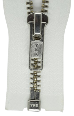 YKK Farbcode 501 weiß bis 100 cm Einwege 5mm Metall sibern automatik Schieber.