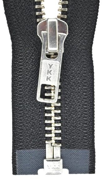 YKK Reißverschluss Einwege  8mm Metall silberfarben Farbcode 580 Schwarz.